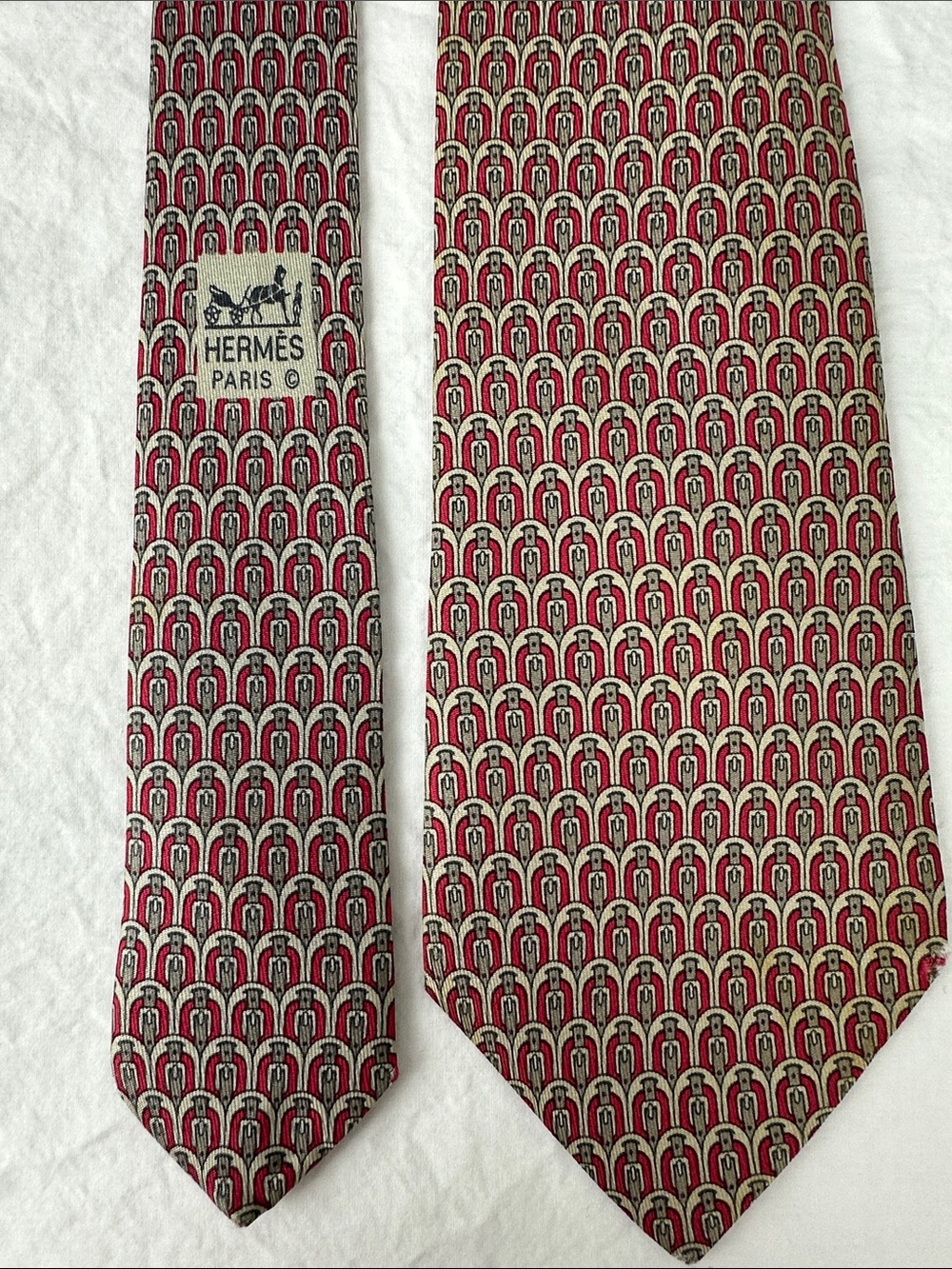 Hermes 100% Silk Art Deco Print Tie